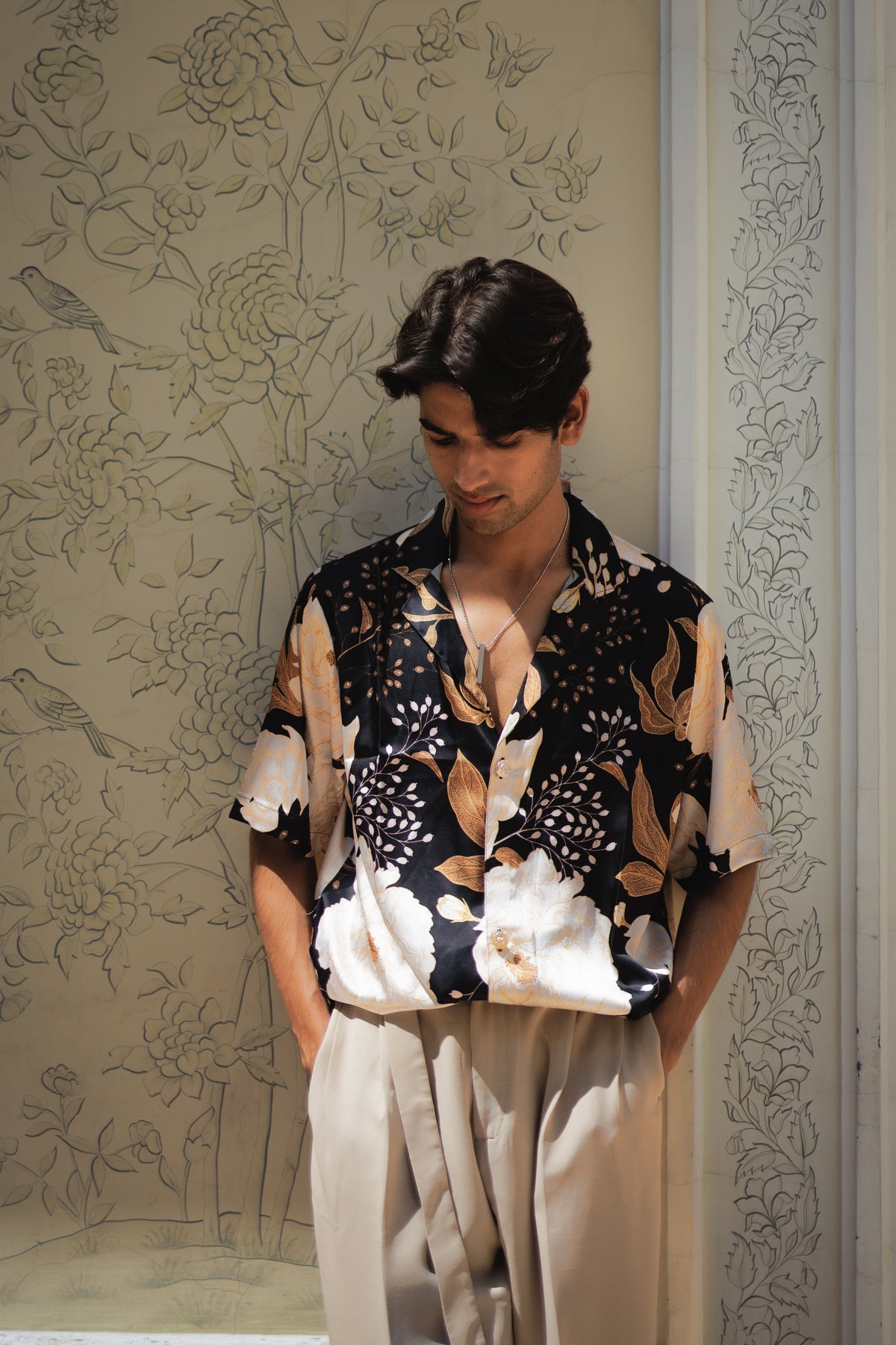 Golden Noir Botanical Oversize Shirt
