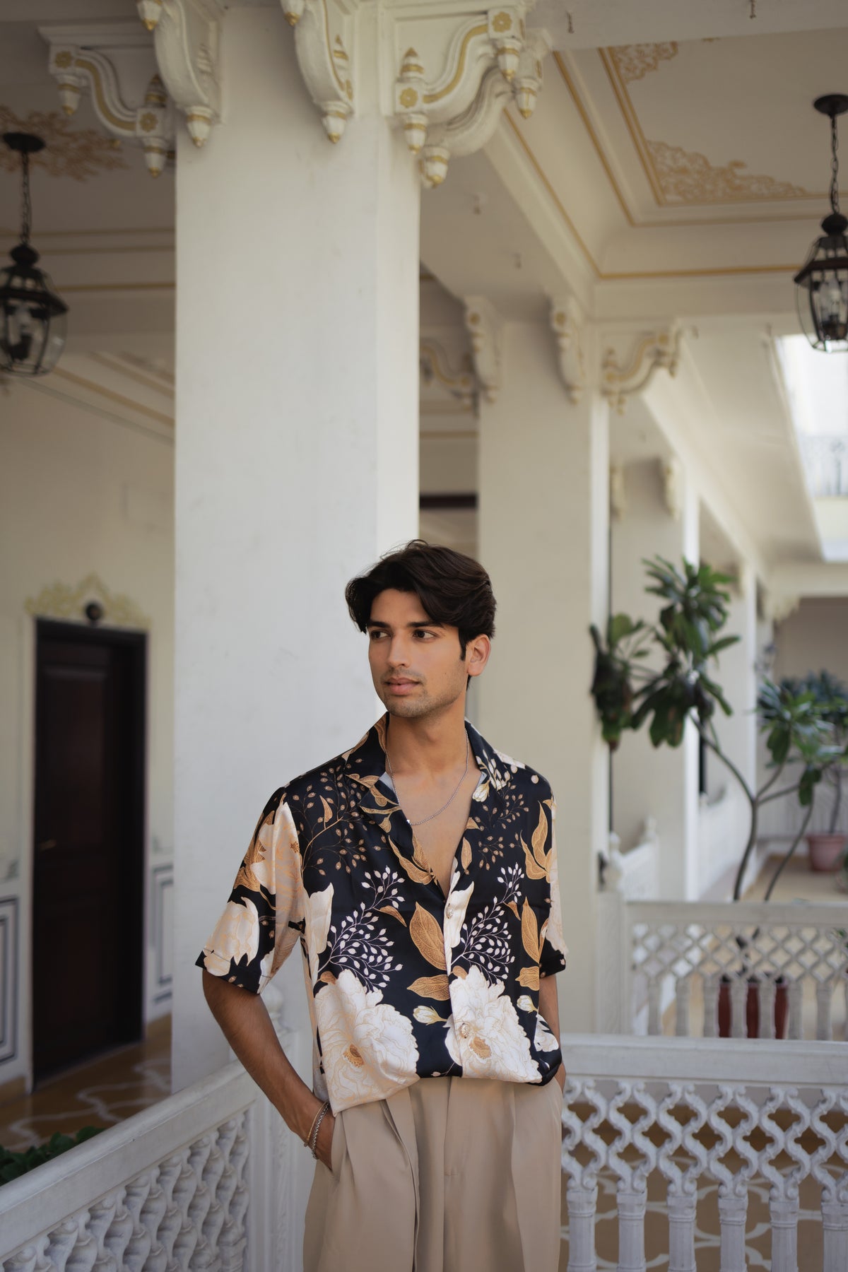 Golden Noir Botanical Oversize Shirt