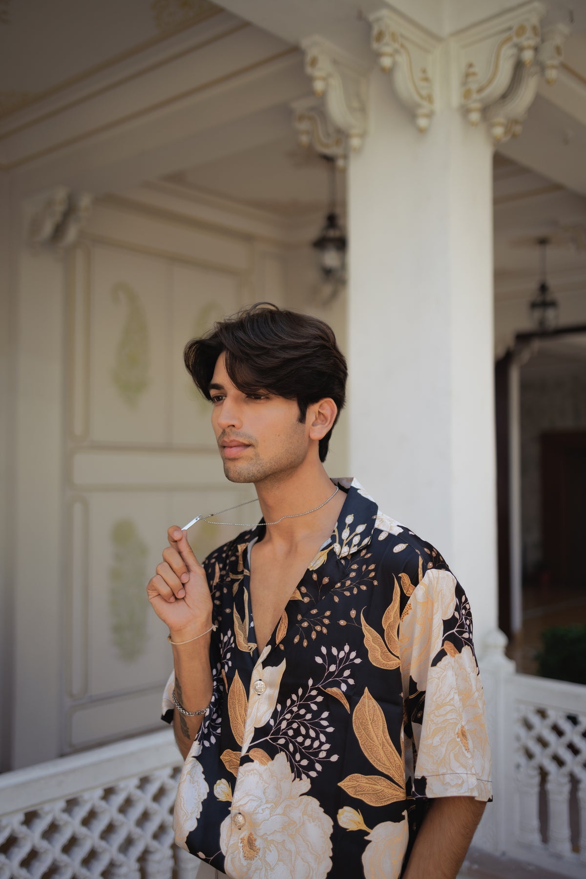 Golden Noir Botanical Oversize Shirt