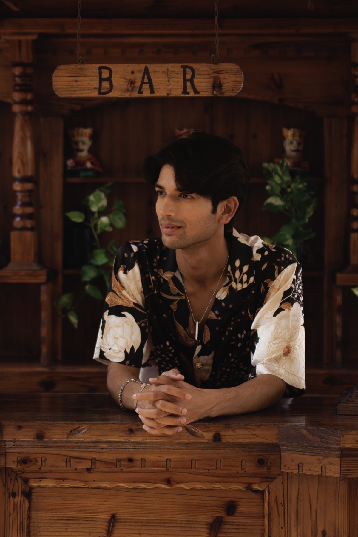 Golden Noir Botanical Oversize Shirt
