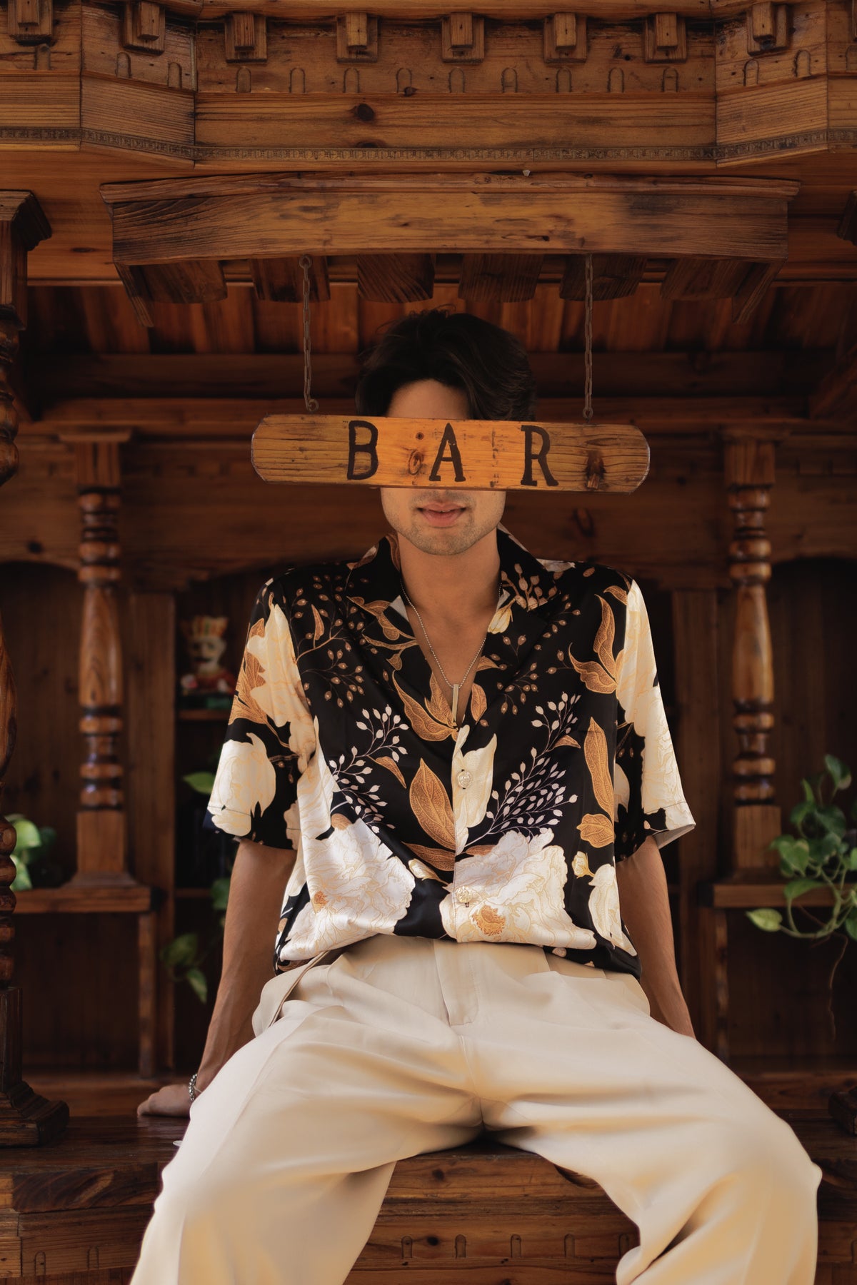 Golden Noir Botanical Oversize Shirt