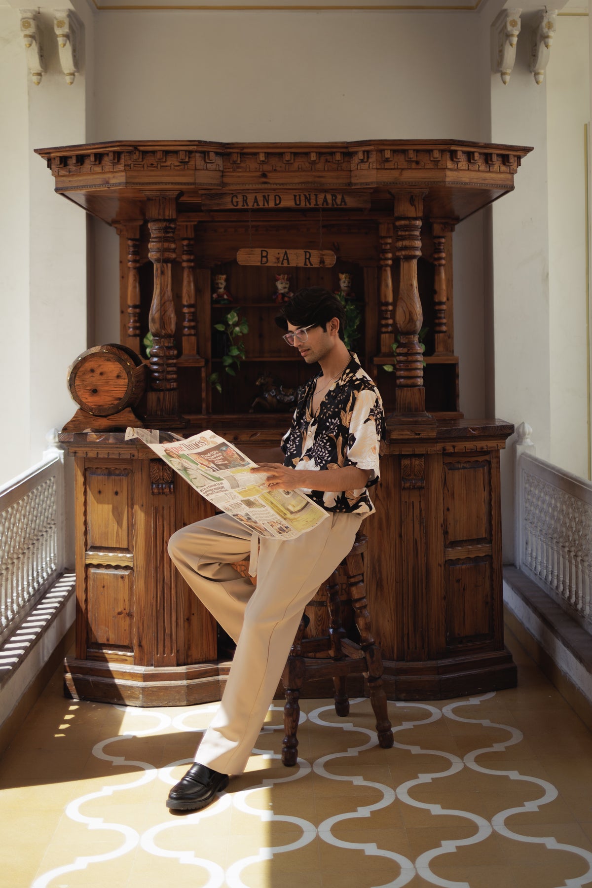 Golden Noir Botanical Oversize Shirt