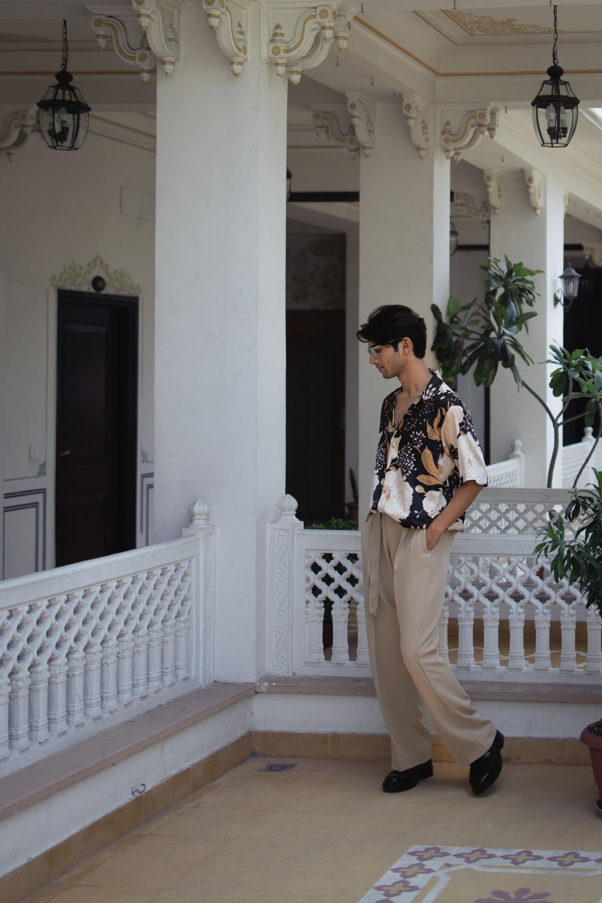 Golden Noir Botanical Oversize Shirt