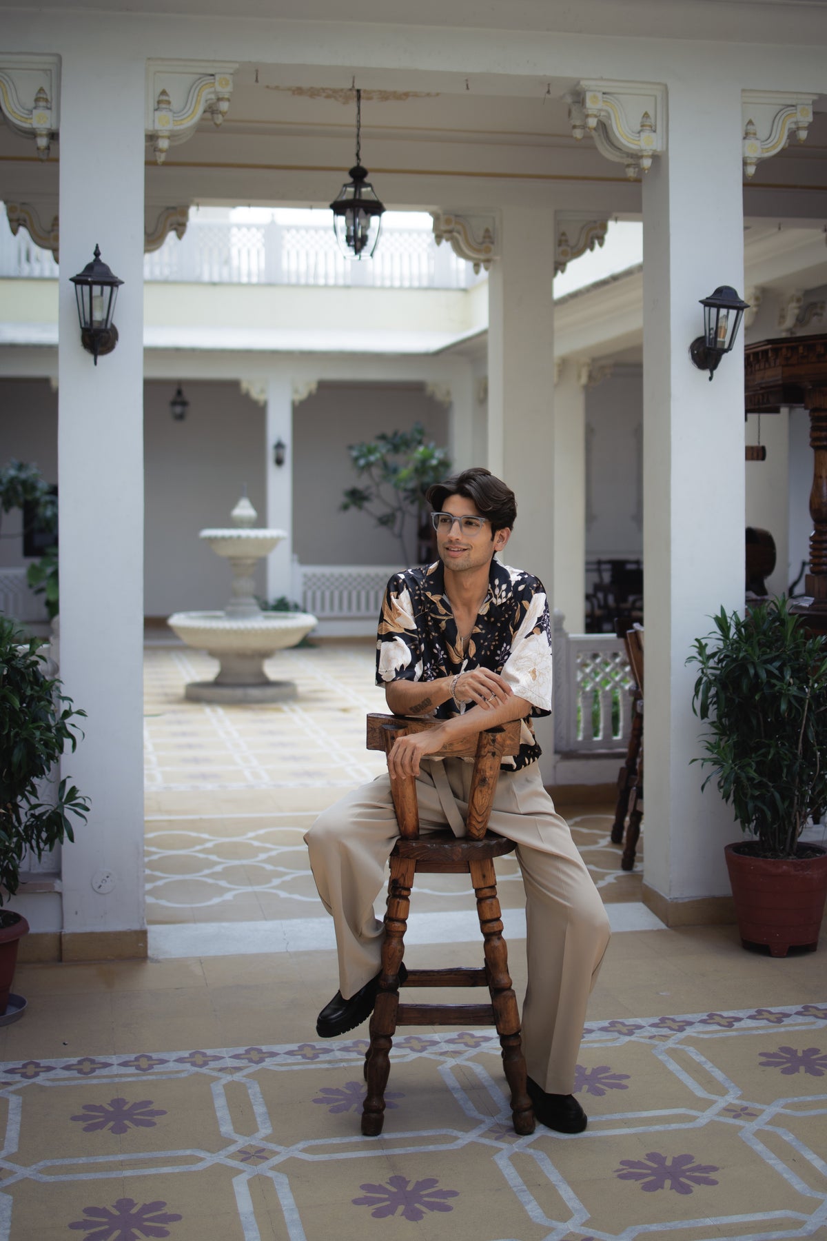 Golden Noir Botanical Oversize Shirt