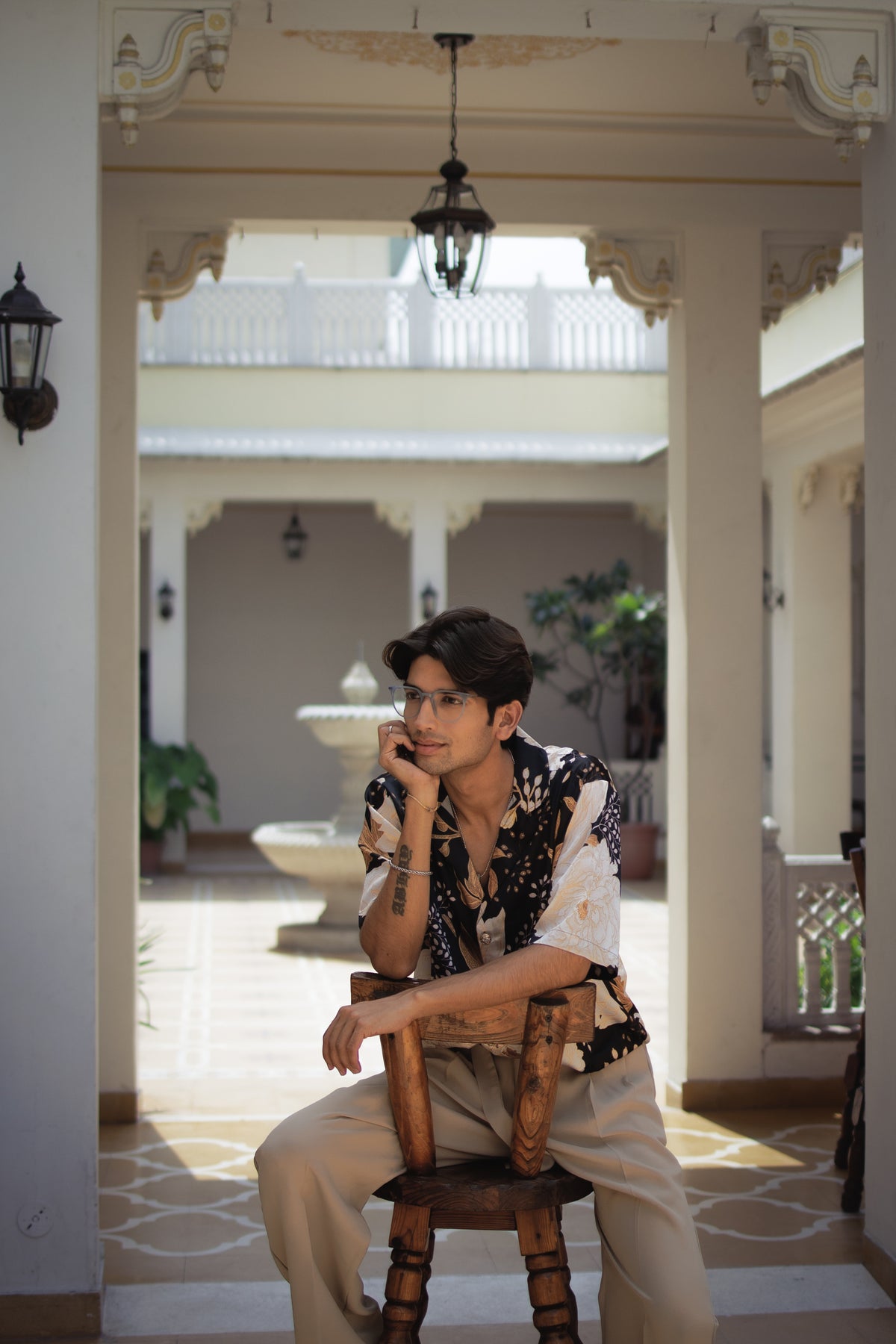 Golden Noir Botanical Oversize Shirt