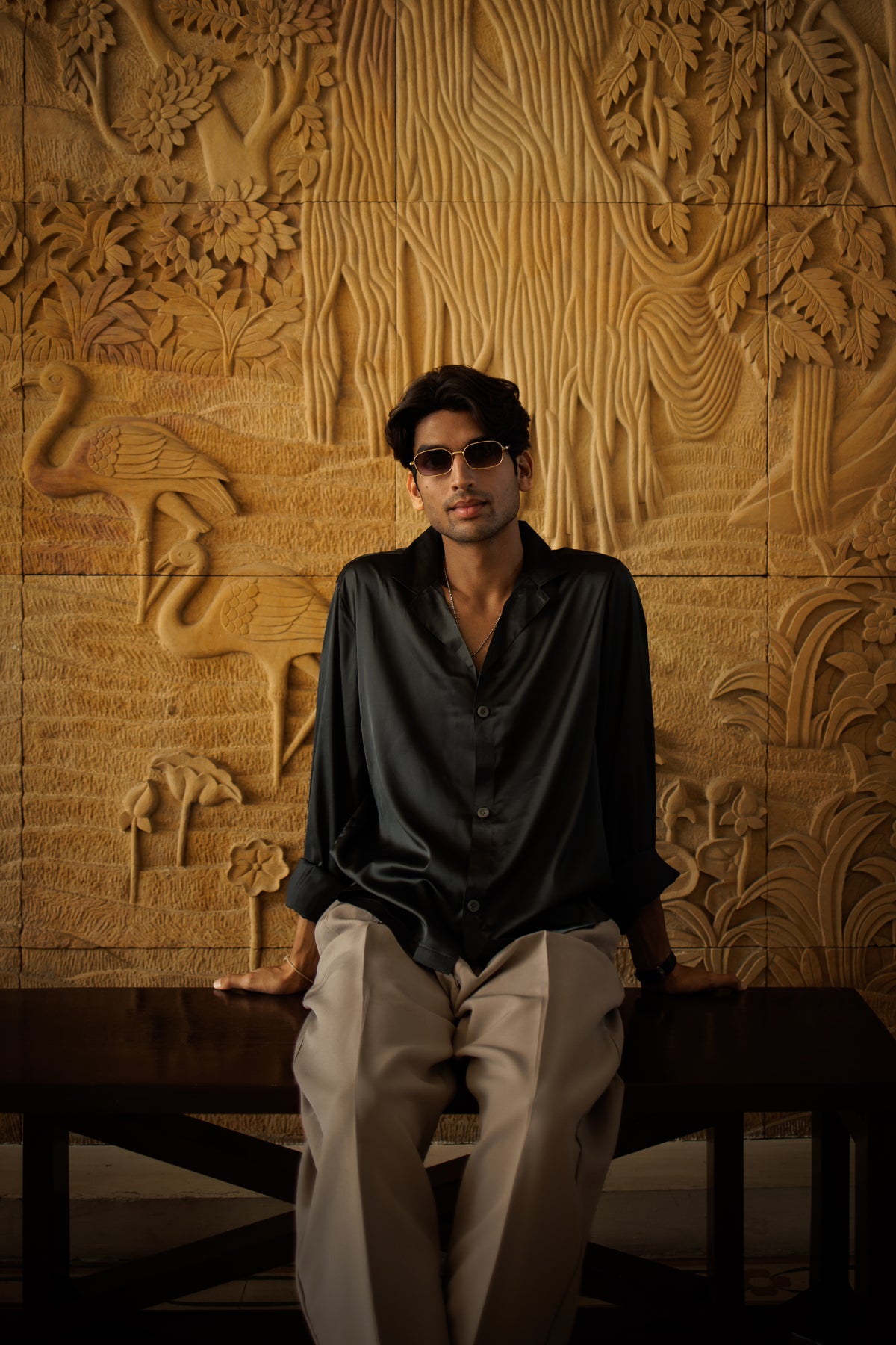 Olive Green Luxe Oversize Shirt