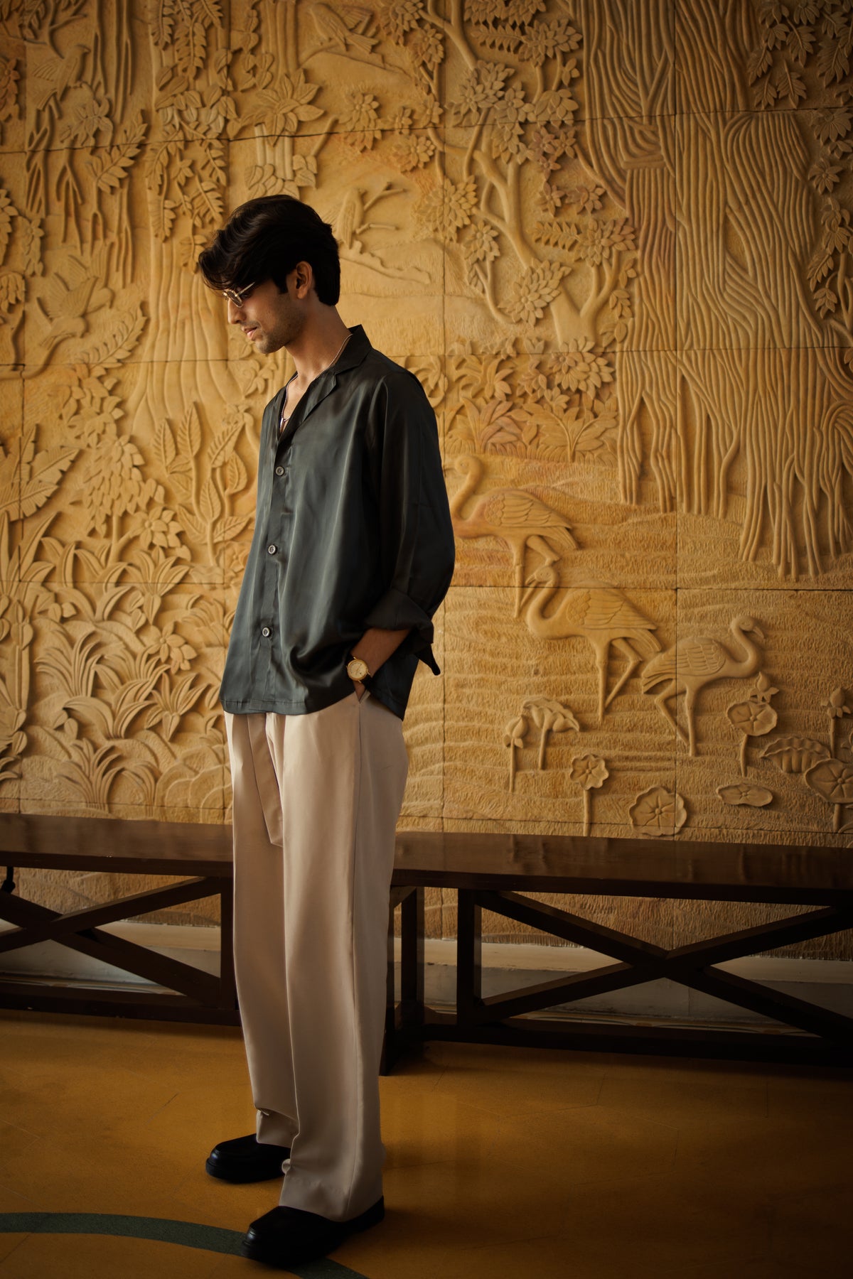 Olive Green Luxe Oversize Shirt