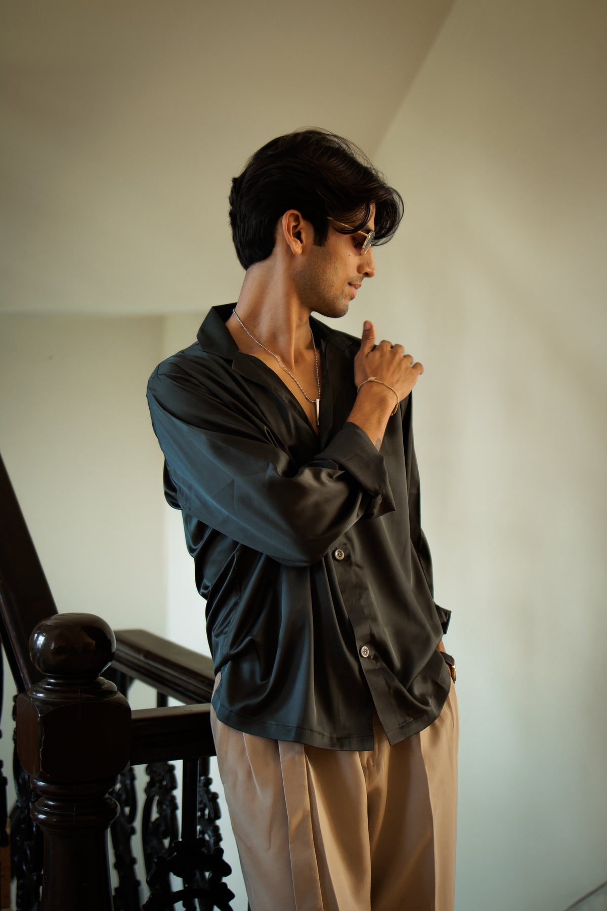 Olive Green Luxe Oversize Shirt