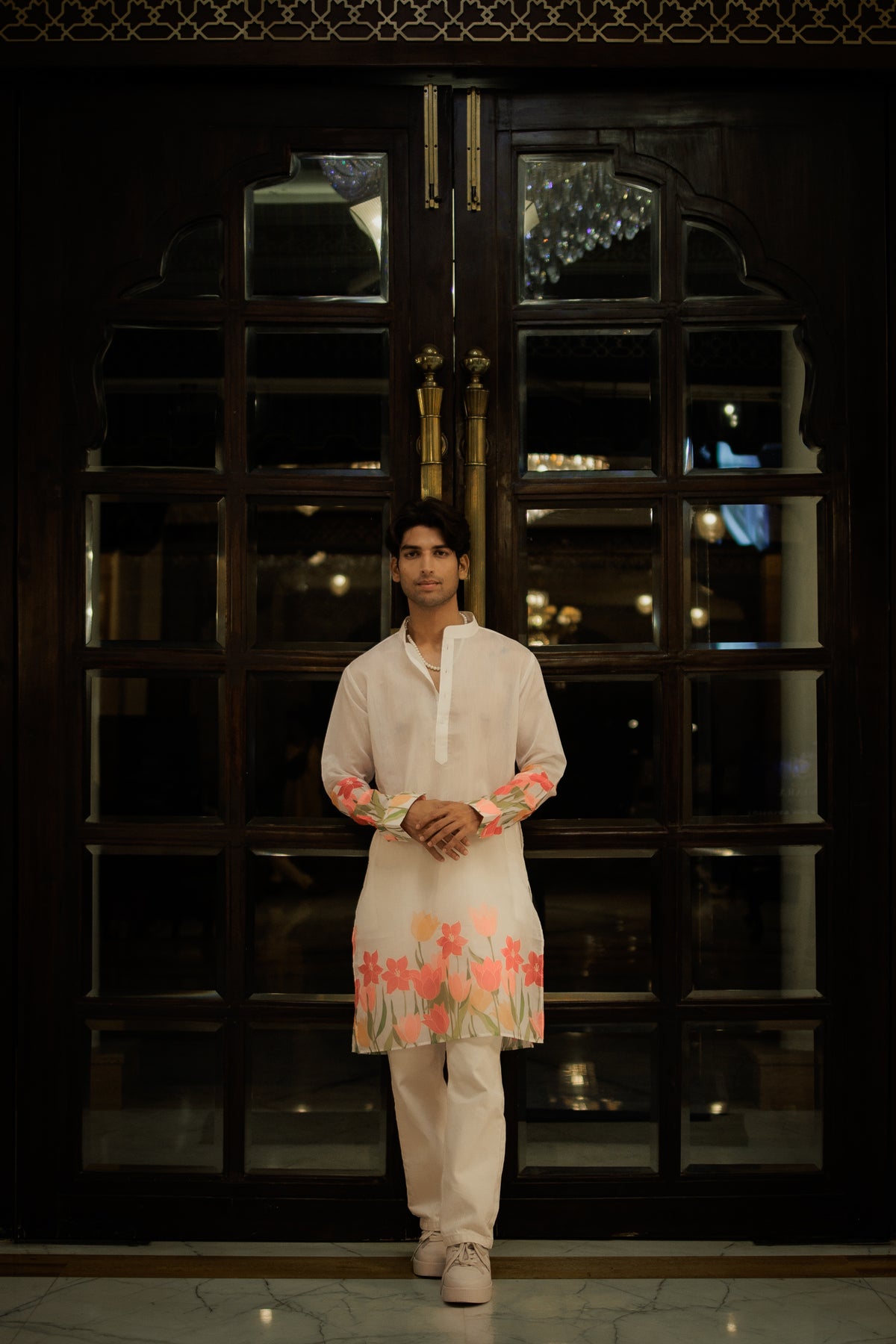 Ivory Floral Ganganagery Kurta Set
