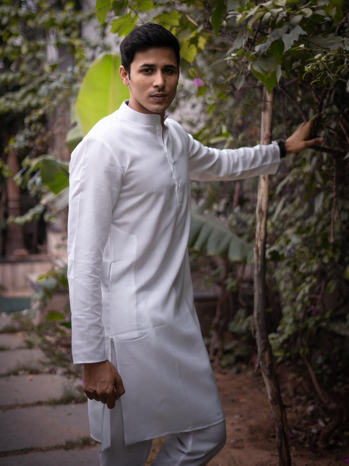 White kurta Pyjama Set For Men